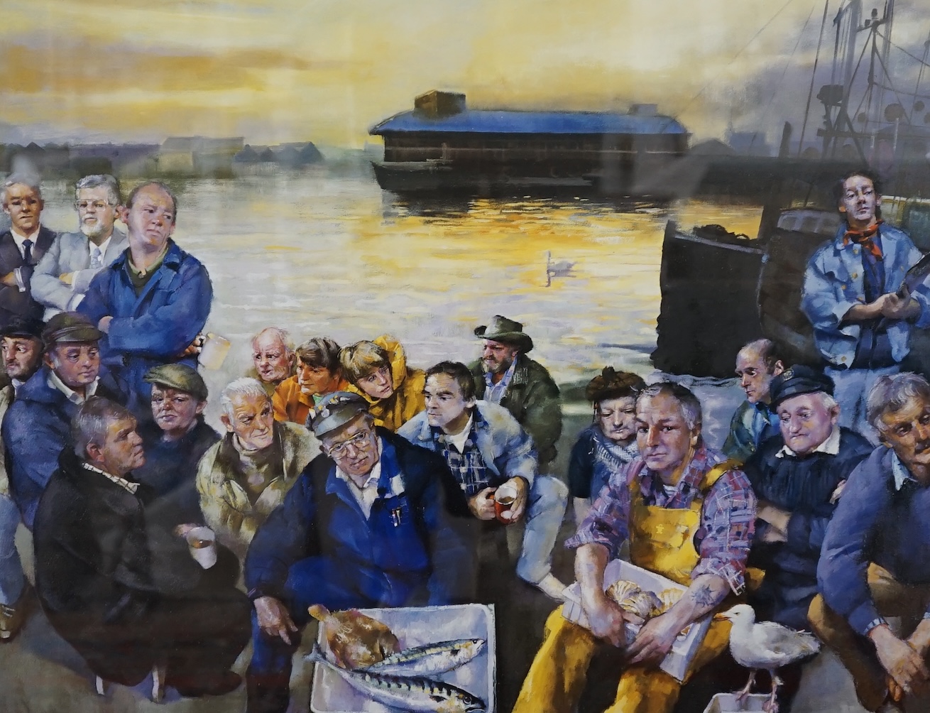 Robert Lenkiewicz (1941-2002), stochastic screened lithograph, 'The Barbican Fishermen 2000', signed in pencil, 15/250, 47 x 60cm. Condition - good